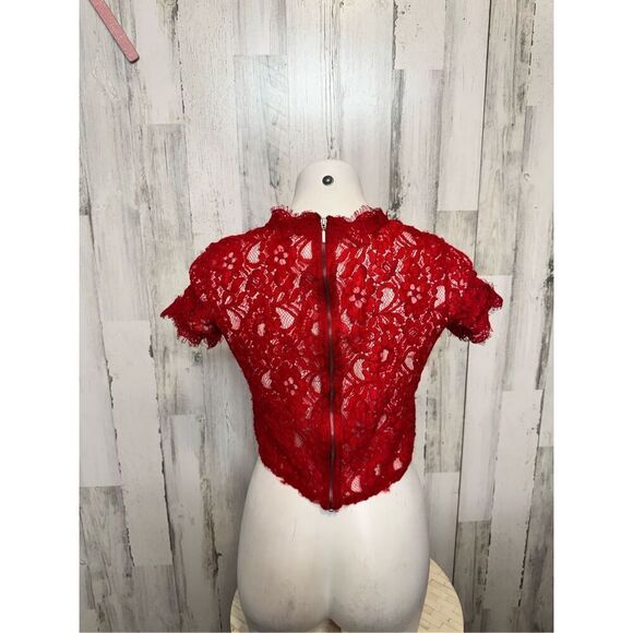 ZARA red blouse laced size medium - Picture 6 of 7